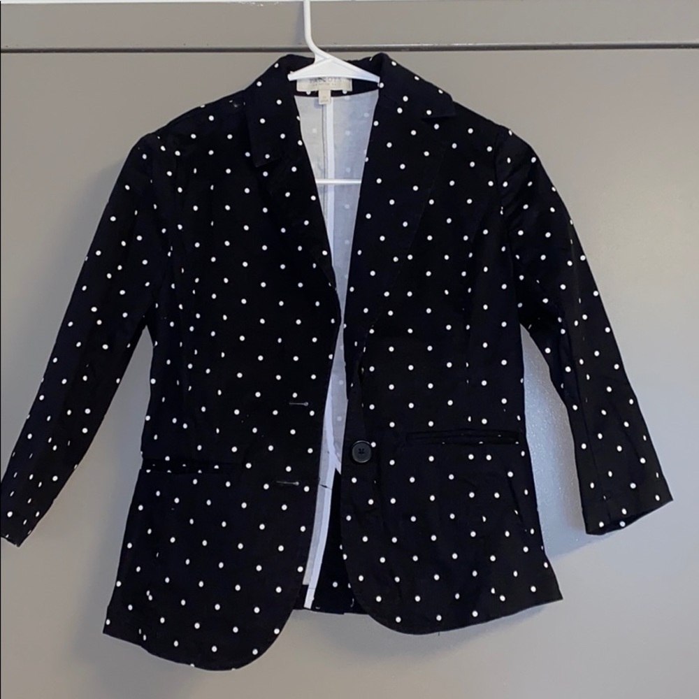 Black and white polka dot blazer